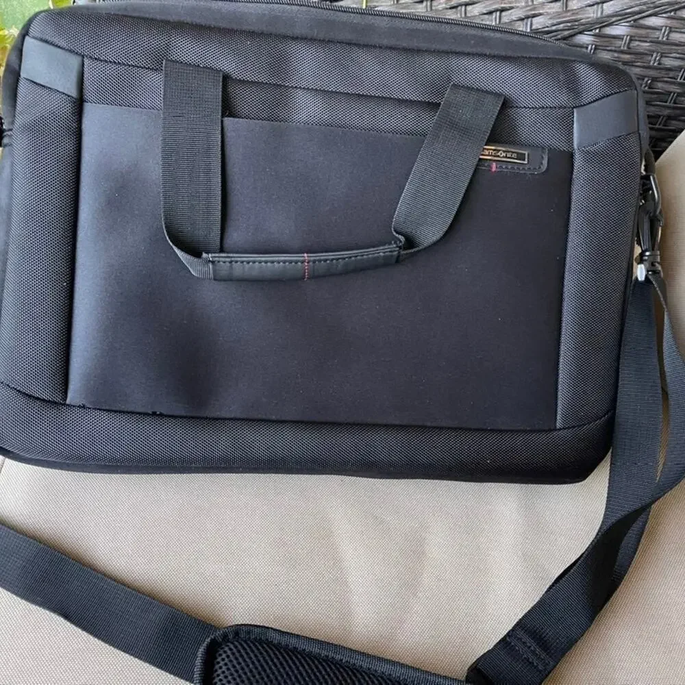 Samsonite slim black nylon and neoprene laptop bag
